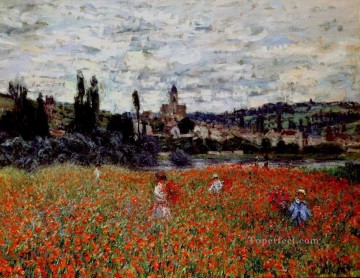Impressionism Flowers Painting - Poppies near Vetheuil Claude Monetcirca Impressionism Flowers